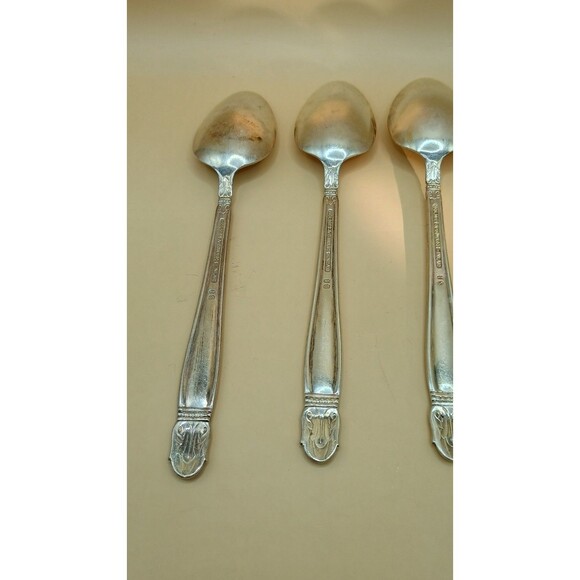 Vntg HOLMES & EDWARDS IS Danish Princess Inlaid Silver Plate - Teaspoons 5 Pcs - Picture 7 of 9